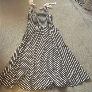 Striped brown  and cream  Maxi Dress with Tie Striped